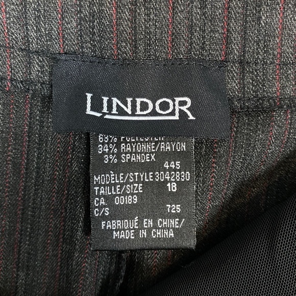 Lindor Pinstripe Dress Pants Sz 18 Charcoal Grey Wide Leg Pinstriped - Picture 7 of 8
